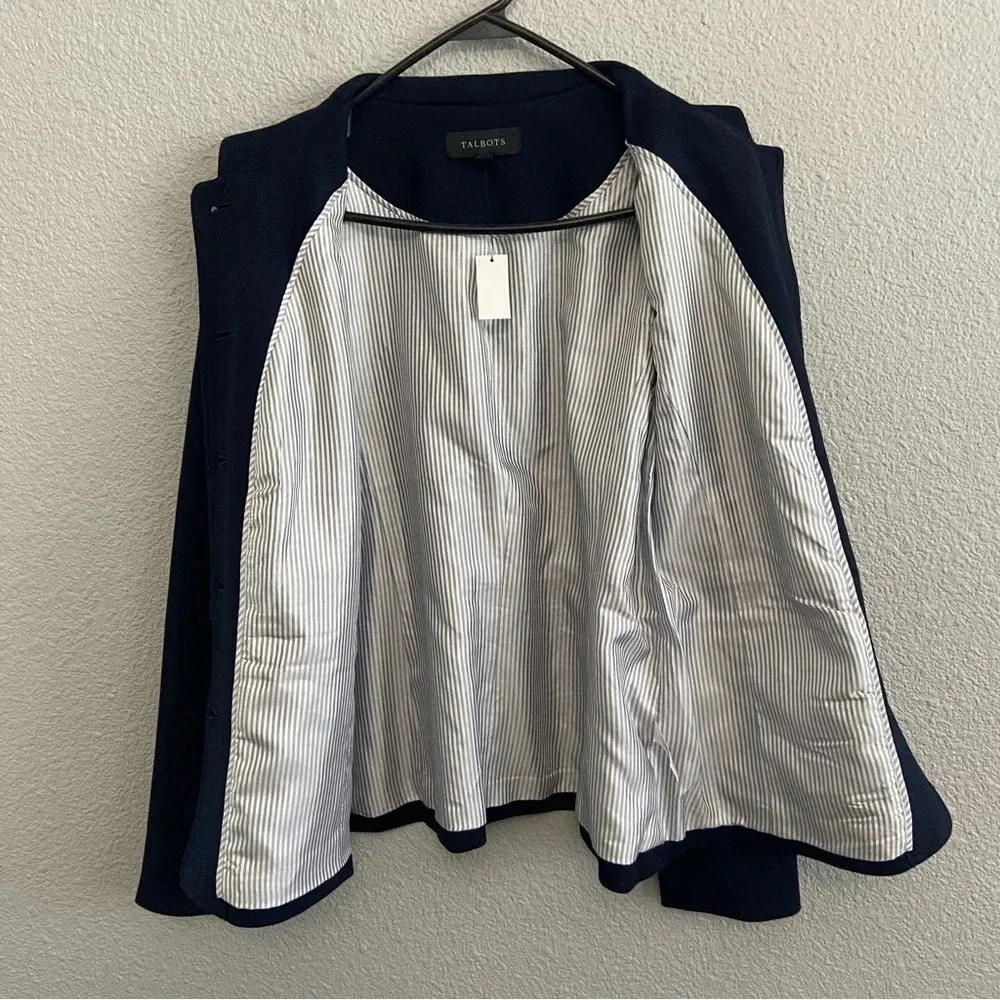 Talbots NWT Refined‎ Ponte Knits Jacket Size 6 Button Up Navy - Image 8