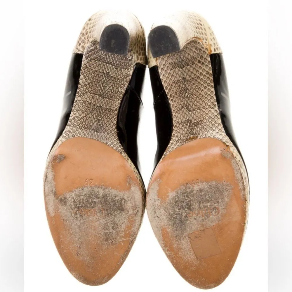 Chloé Black patent leather animal print high heels EUSz 39 US‎ 9 Snake Python - Image 9