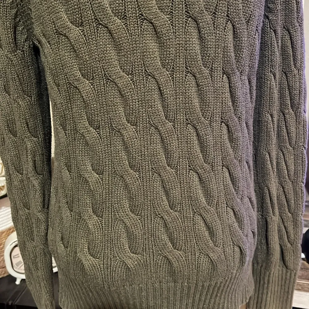 Polo Ralph Lauren olive green Women's cable net Sweater, 100% Cotton Sz S - Image 6