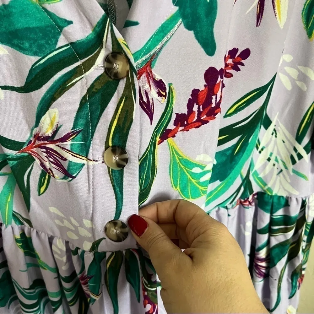 NWT Terra‎ & Sky Purple Island Floral Babydoll Dress - Image 4