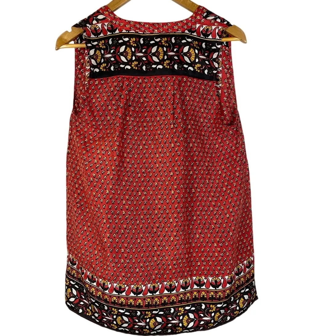 Calypso St. Barth Sunset Madela Silk Button‎ Front Sleeveless Blouse Size Small - Image 4