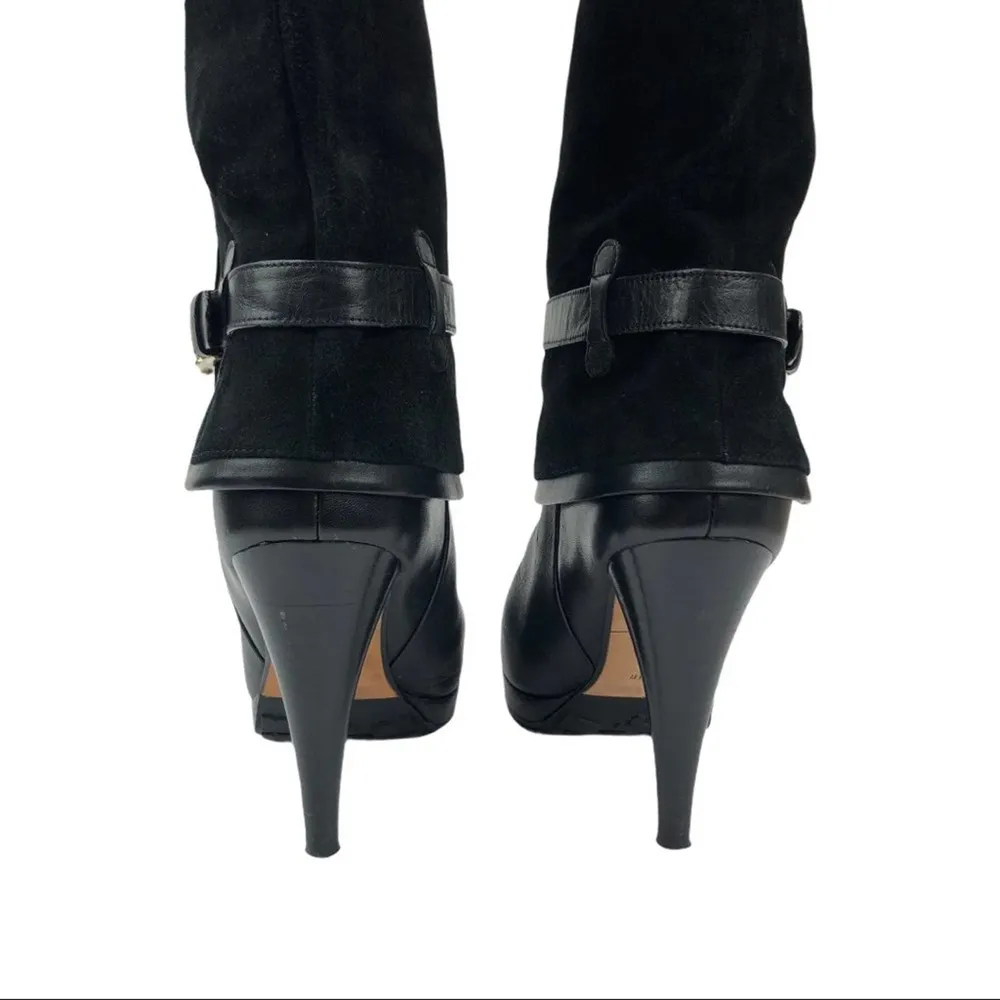 Cole Haan Kennedy Leather Suede High Heel NikeAir Boots Buckles in Black 6.5 - Image 6