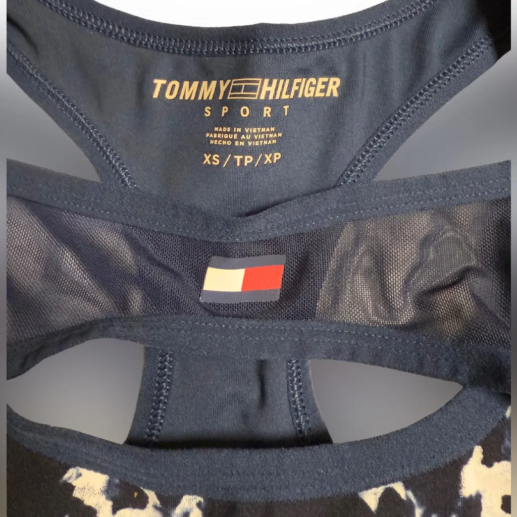 Tommy Hilfiger Navy and White Sports Bra - Image 2
