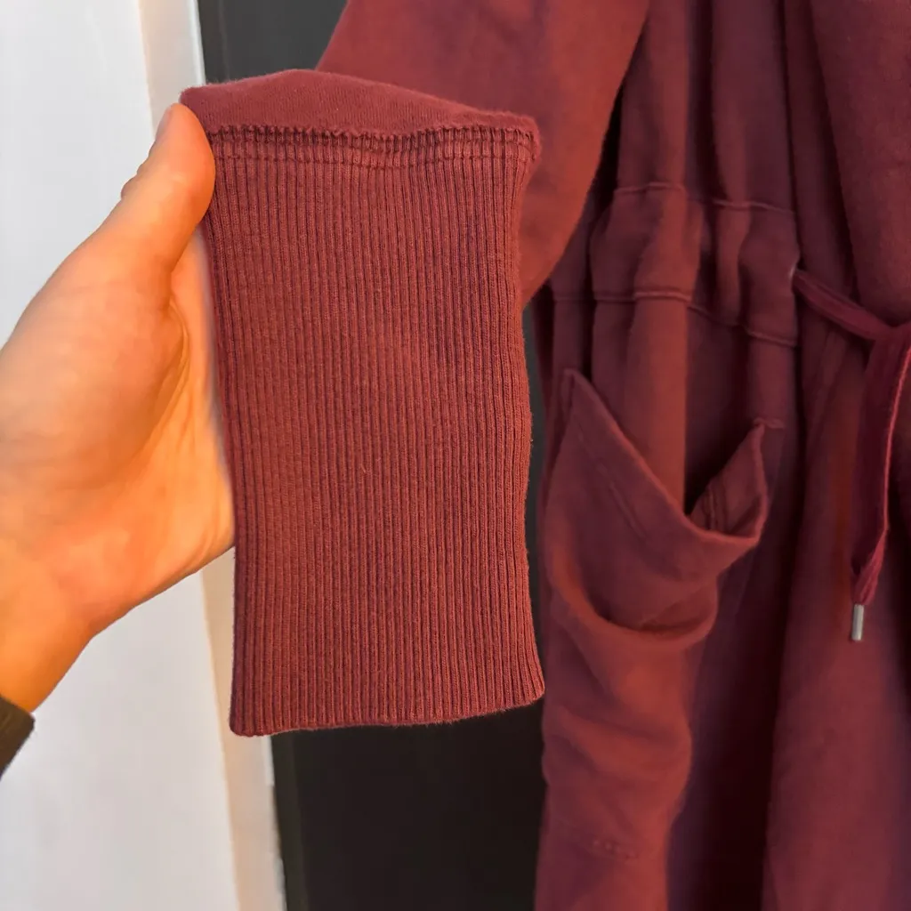 Free People Westwood Cardigan M NWT Dark Berry Hooded Velvet Wrap Whimsygoth - Image 14