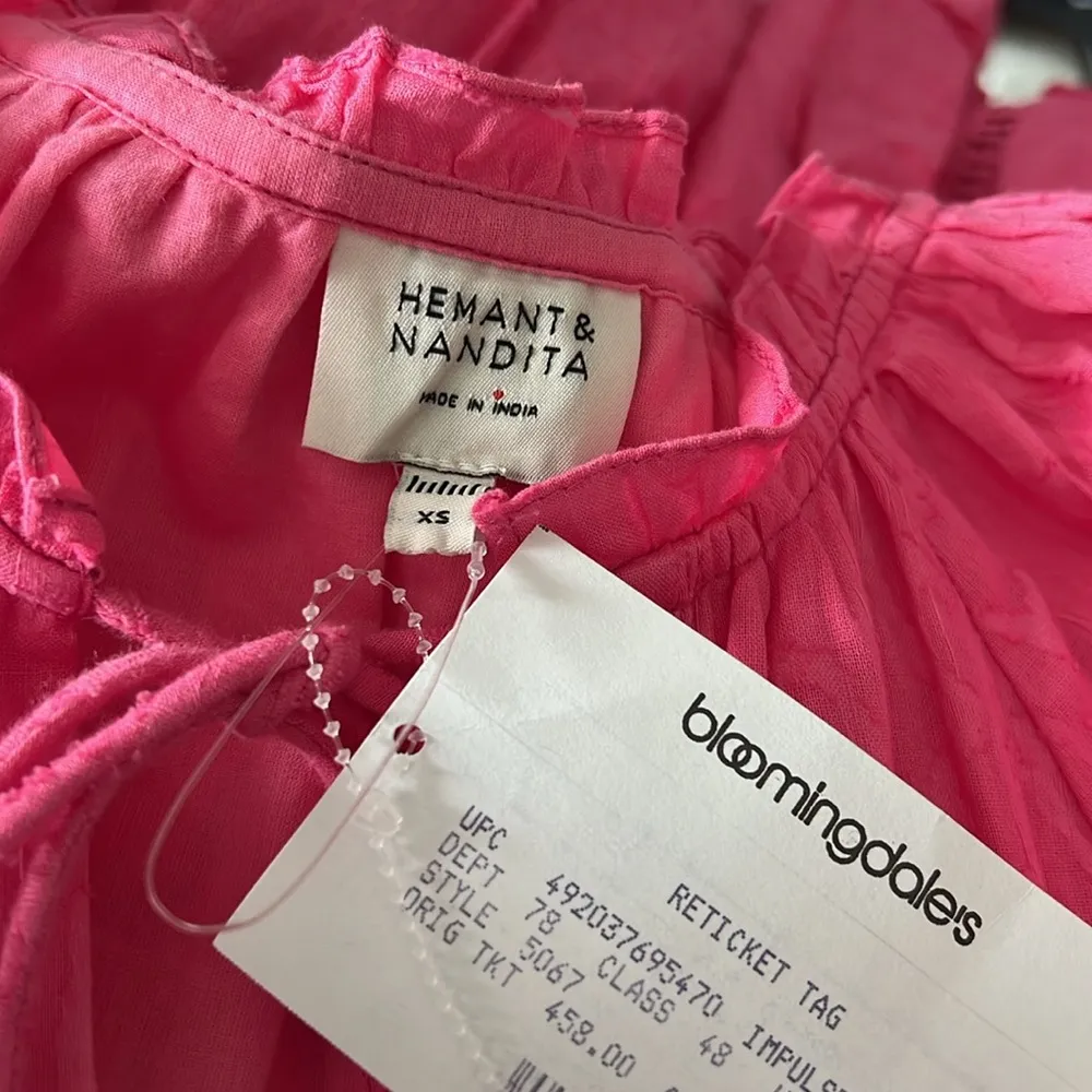 Hemant and Nandita Cotton Ruffled Eyelet Dress, Pink Size XS EXCELLENT! $458 - Image 6