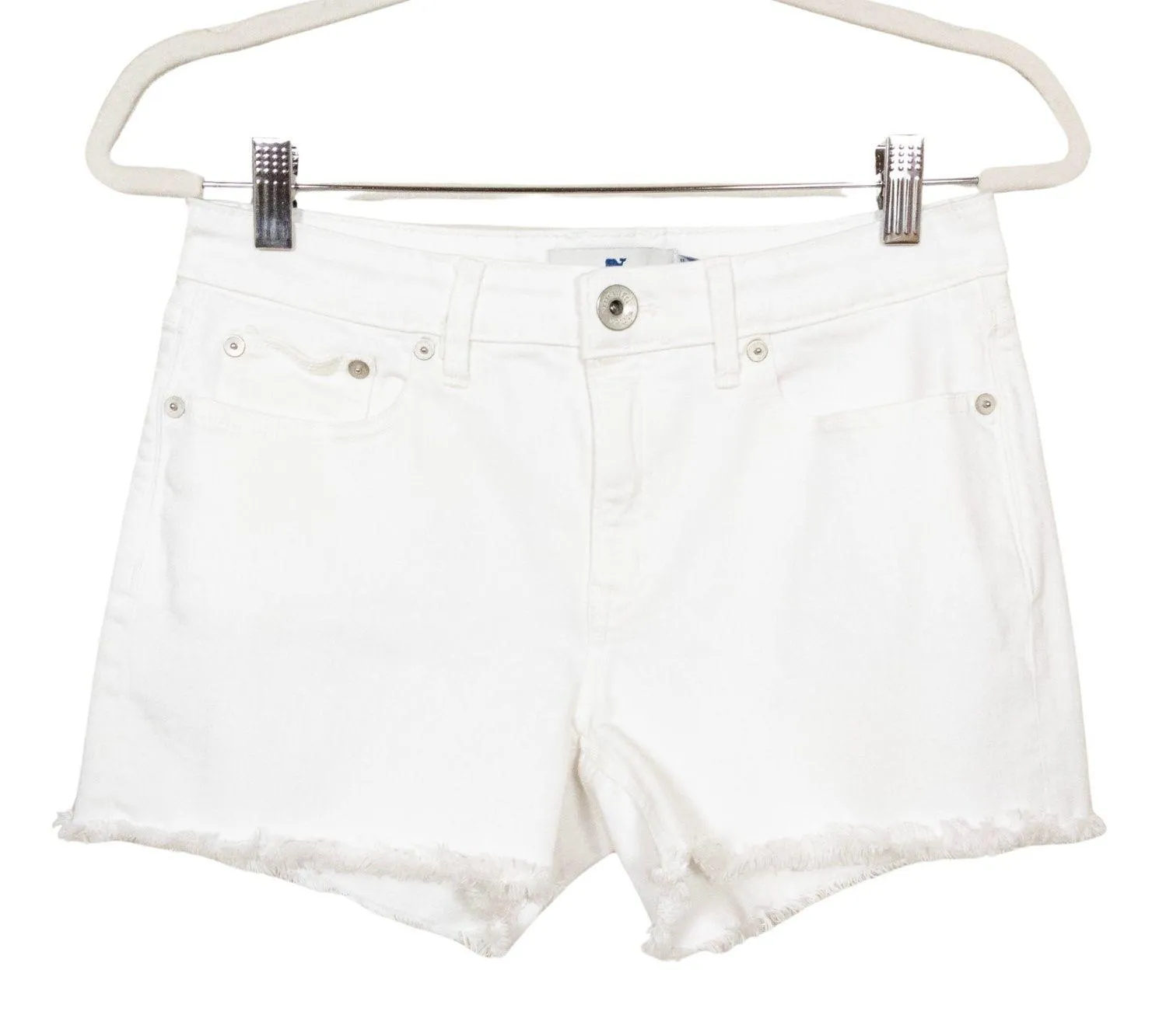 VINEYARD VINES White Denim Cutoff Short Raw Hem Stretch Mid-Rise Women's 26 - Image 1