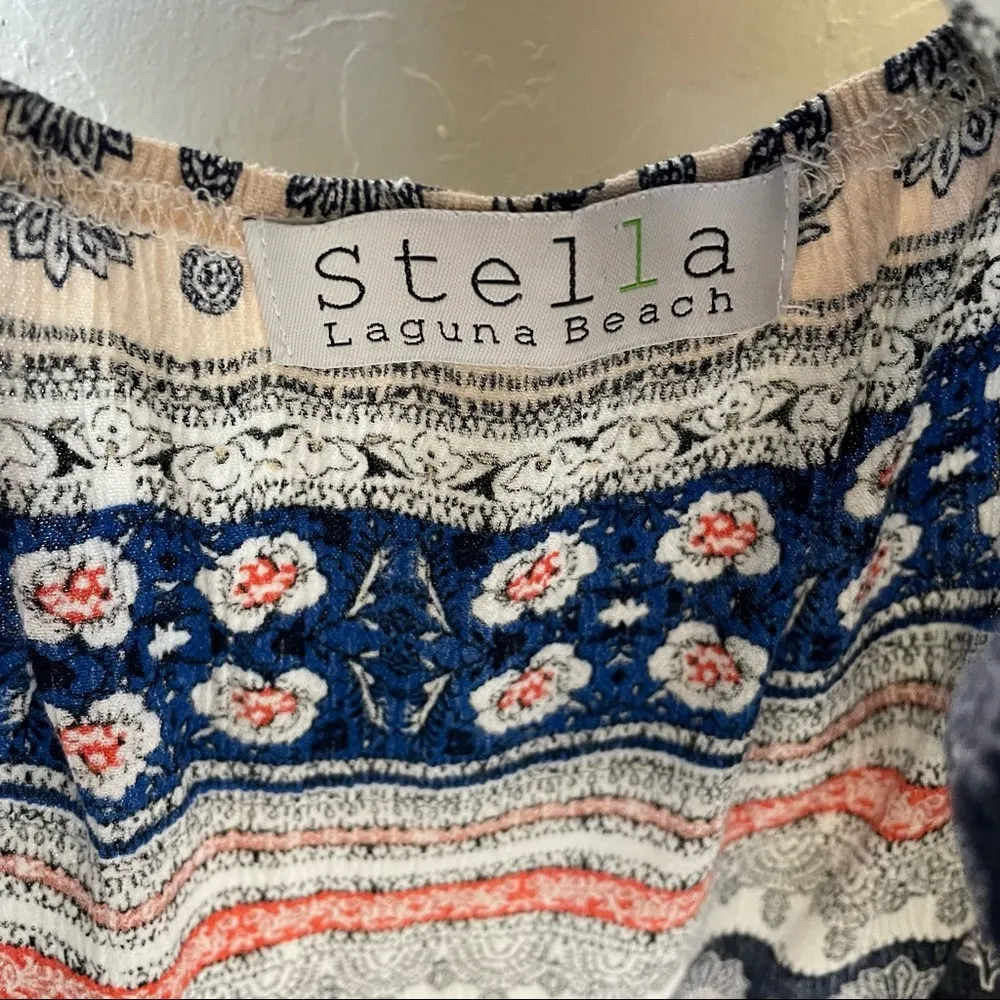 Stella Laguna Beach Coastal Mixed Print Boho Halter Tie Crop Top - Image 4
