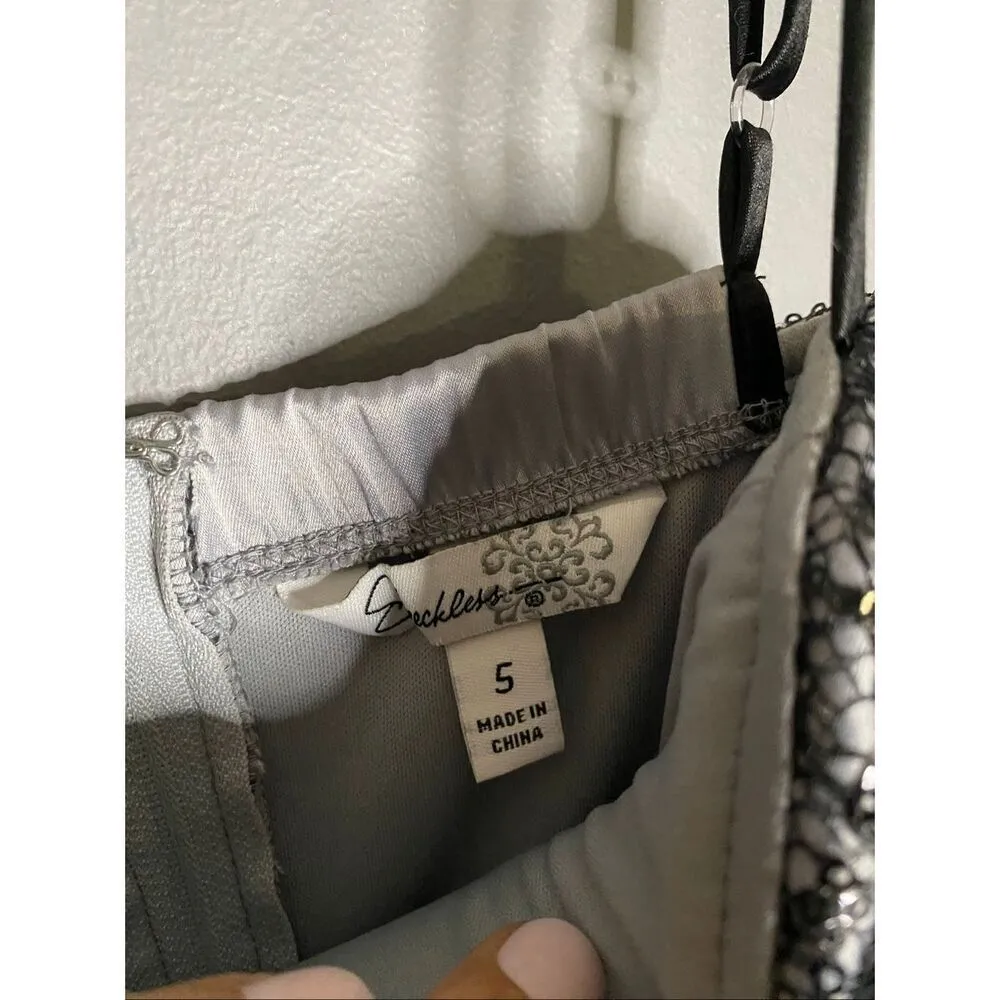 Speechless Black Silver Bow Spaghetti Strap Formal Dress Size 5 - Image 7