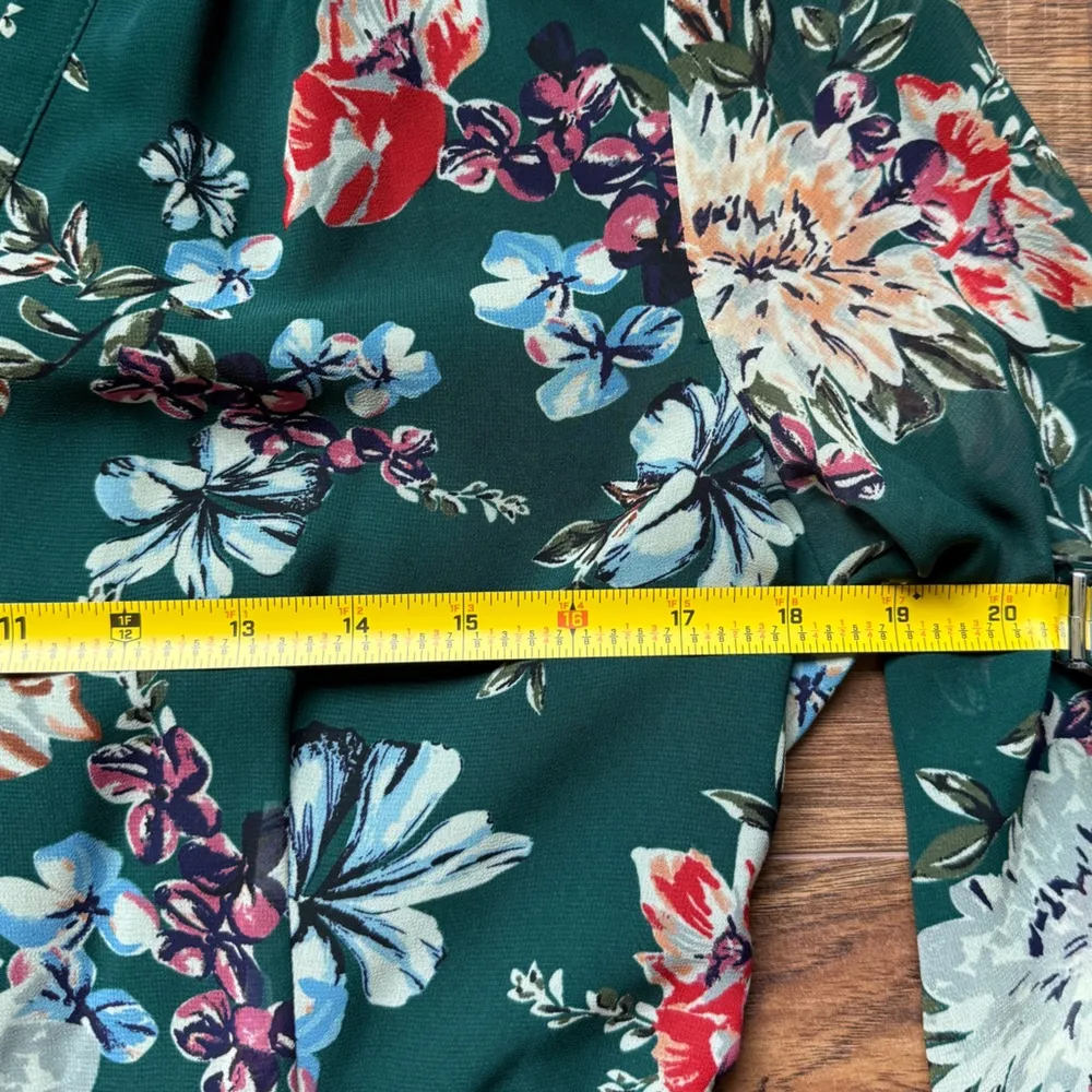 A New Day Women’s Green Floral Button Down Fit & Flare Dress Size Medium - Image 9