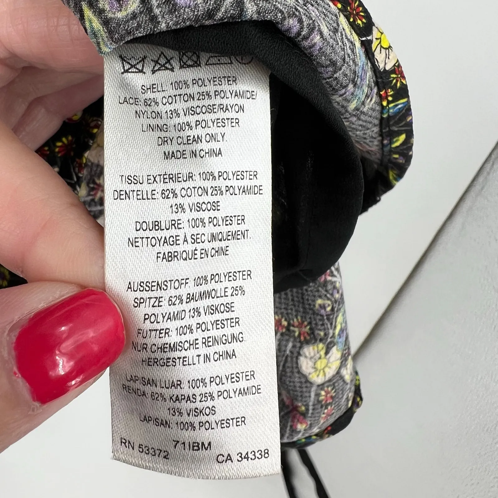 French Connection Hallie Drape Floral Black Folk Boho Mini DressWomens size 4 - Image 8