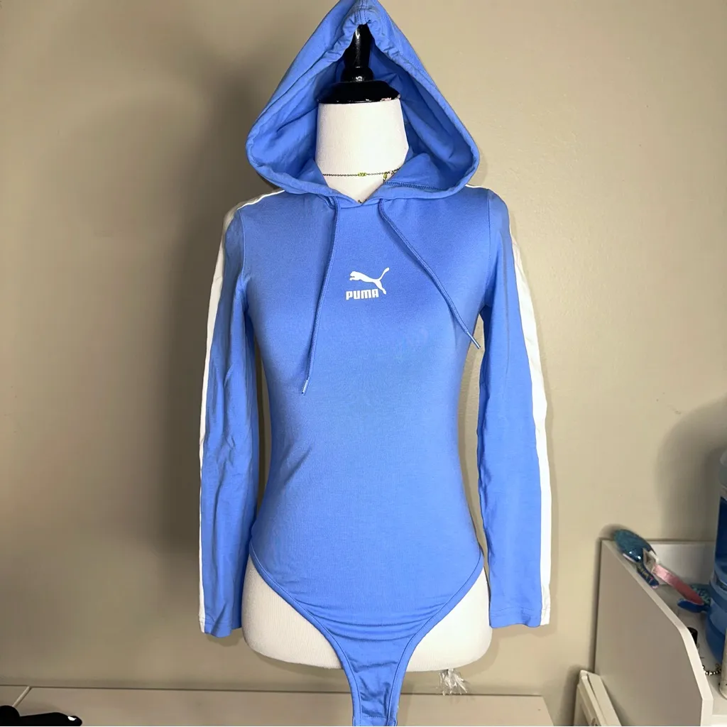 Puma Light Blue Hooded Body Suit sz XSmall - Image 5