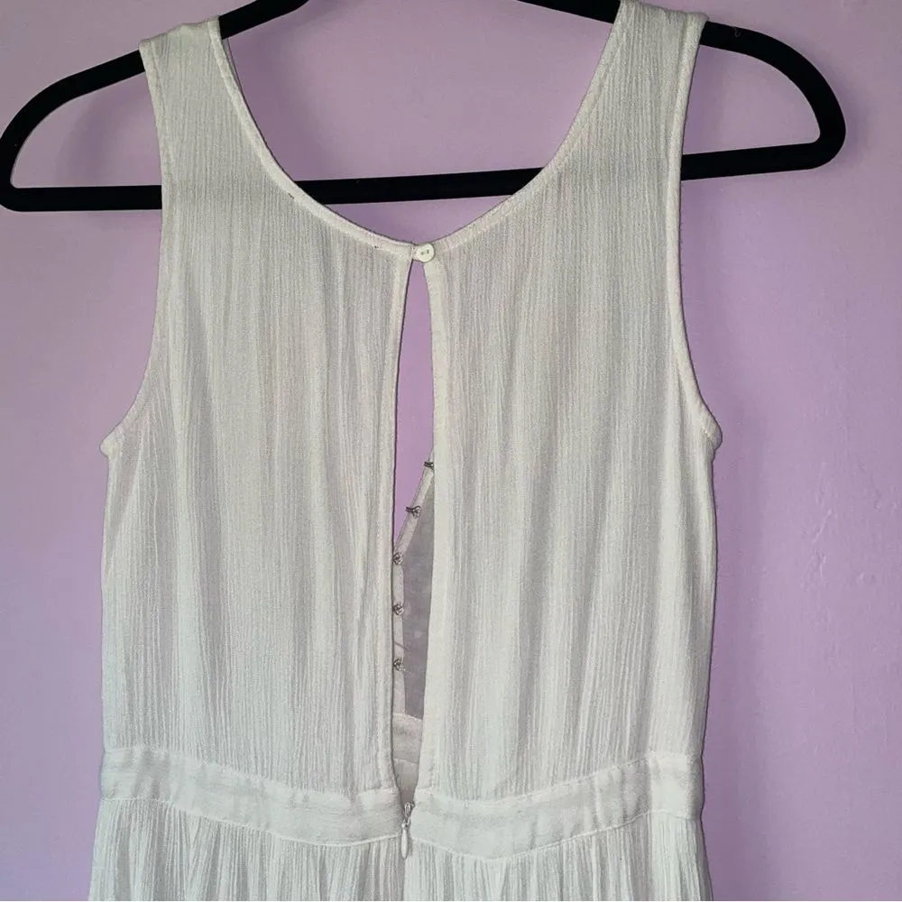 Lulu's XXS Maxi Dress White Embroidered Floral Vacation Cottage Coastal Boho - Image 11