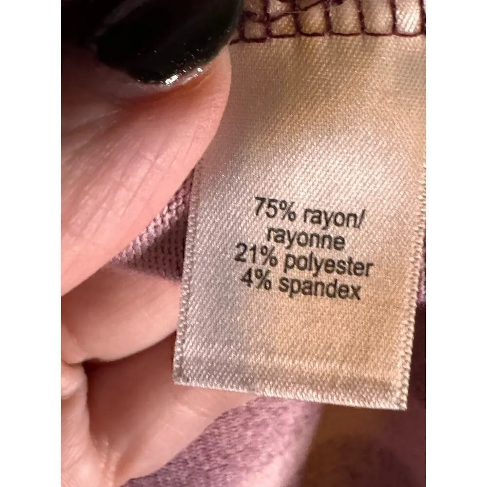 Maurices Women's Size Large Pink Burgundy Striped Collared Relaxed Oversized Top - Image 9