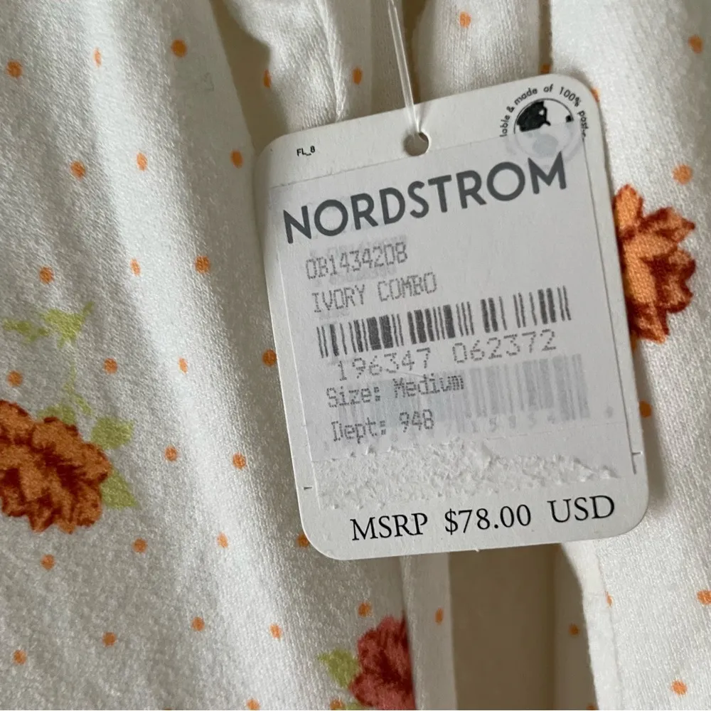 Free People Dress Celia Floral Long Sleeve Mini Ivory Combo - Image 5