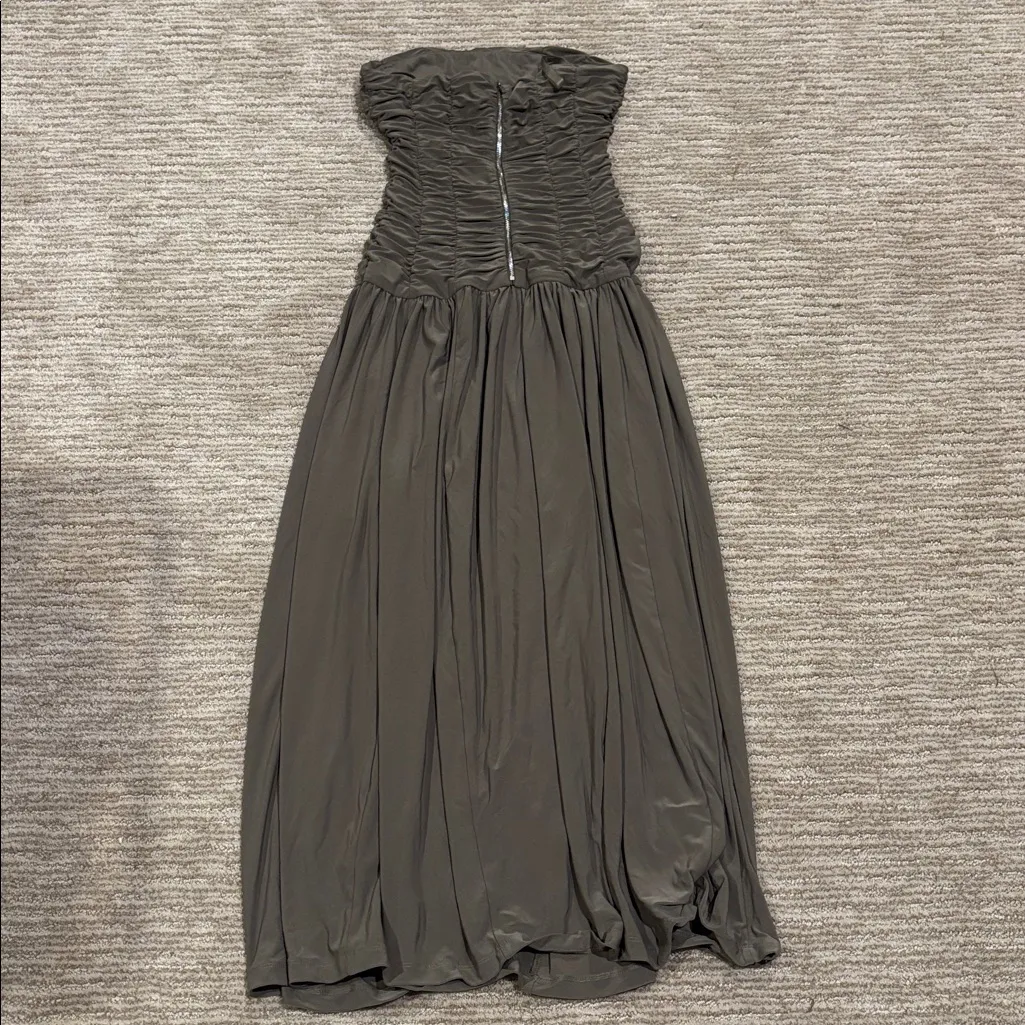 Tibi  Drapey Jersey Ruched Strapless Dress - Image 5