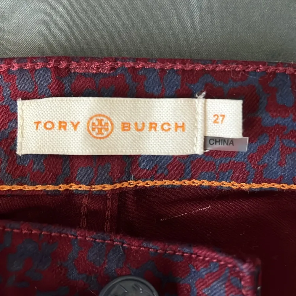 Tory Burch Burgundy/Blue Patterned Jeans Size 27 - Image 4