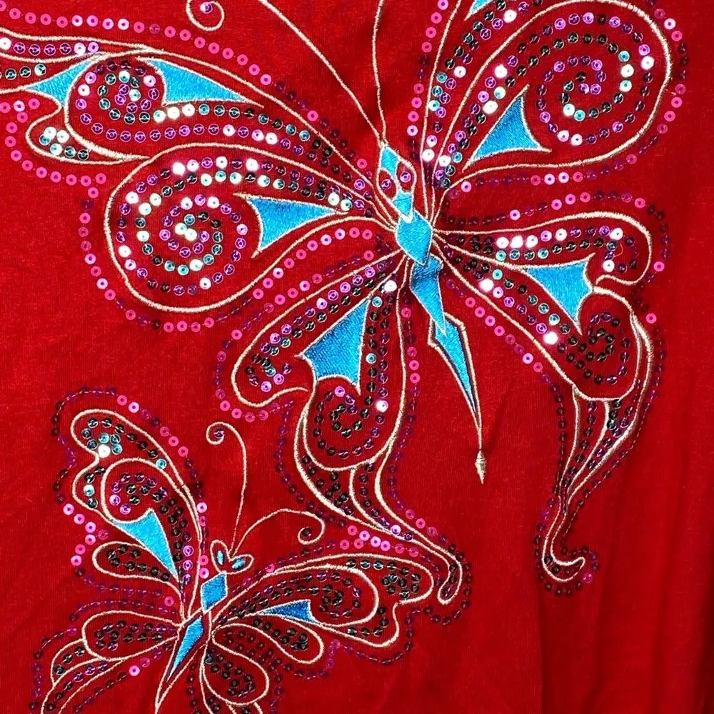 Bob Mackie Butterfly Shirt Red - Image 6