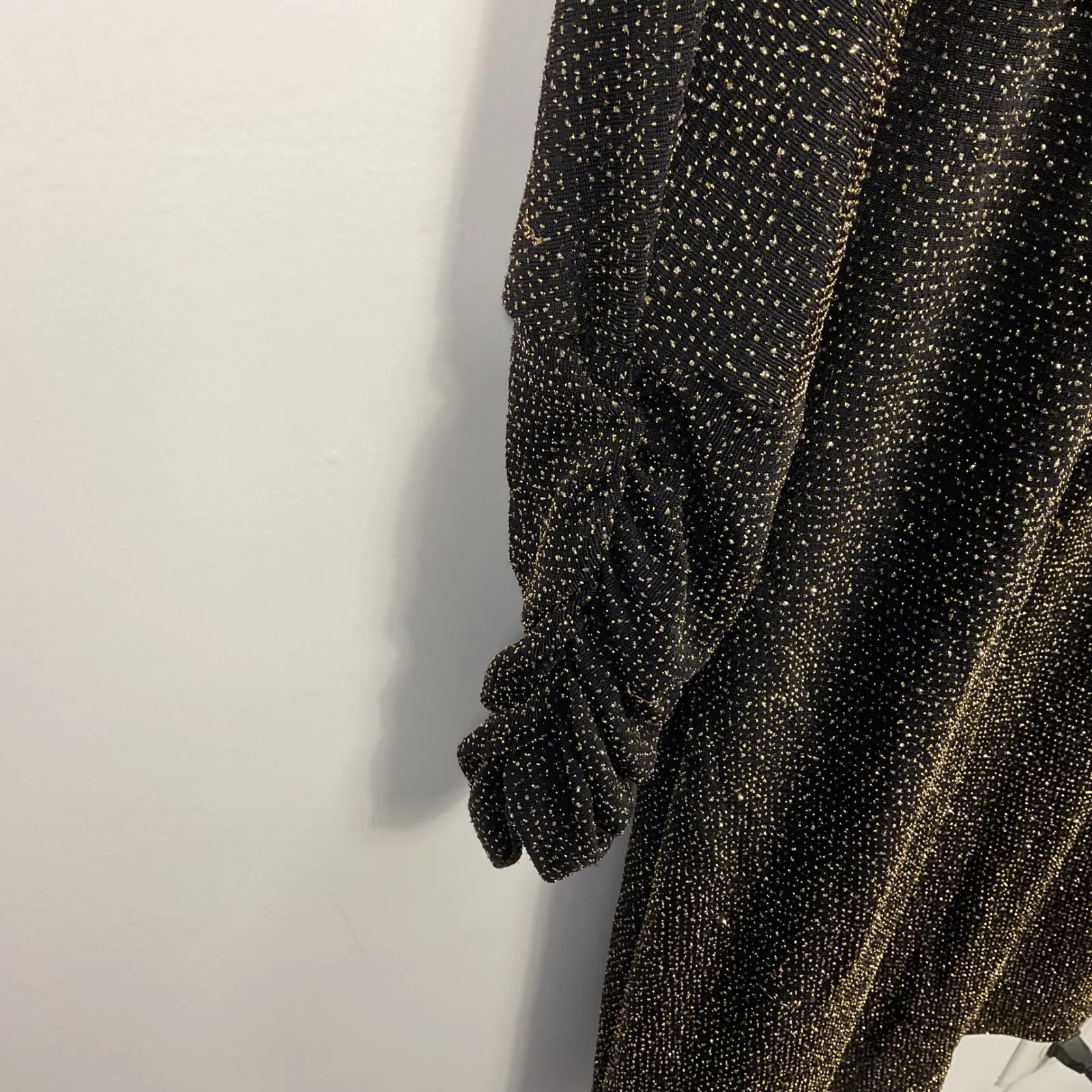 Eliza J Women's Size 12 Black Gold Metallic Blouson Dress - Image 2