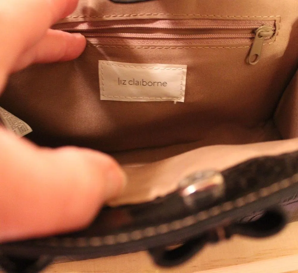 Liz Claiborne Black Tassle Hand Bag Purse Satchel - Image 6