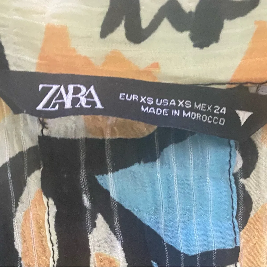 Zara Women’s Citrus Lemon Button Down Short Sleeve Top Size XS Capri Coastal - Image 9