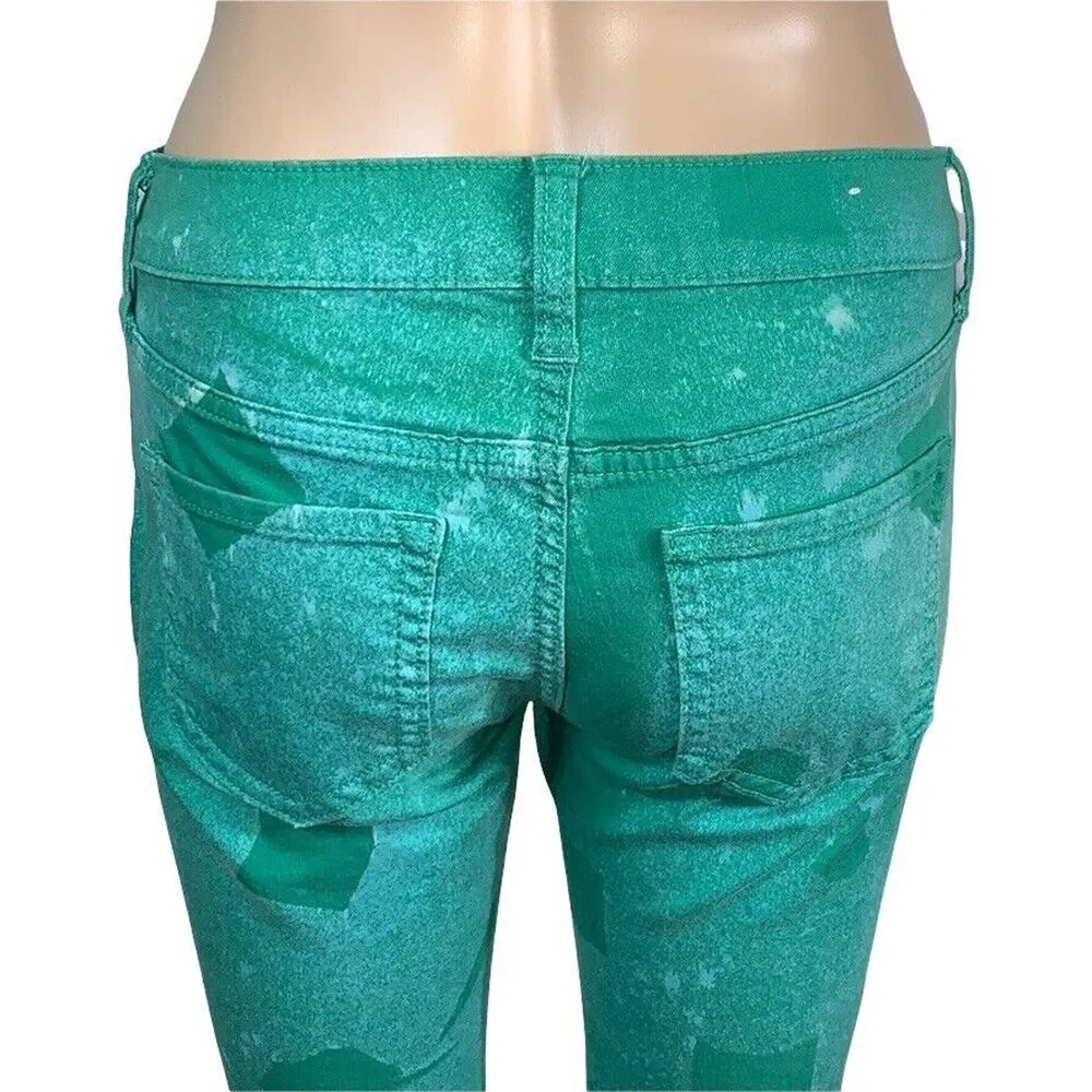 Old Navy Womens Denim Skinny Jeans Bleached Rock Star Ankle Length Green Size 4 - Image 5