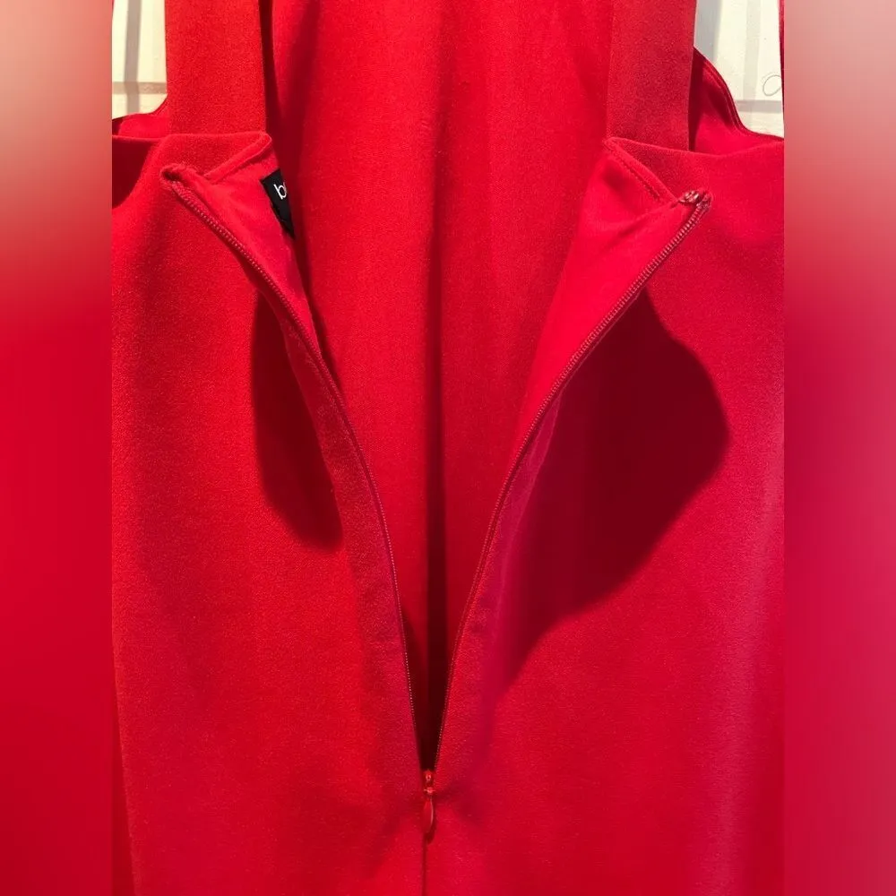 Bebe Halter Neck Sleeveless Bodycon A-Line Midi Cocktail‎ Dress Red Size 8 - Image 9