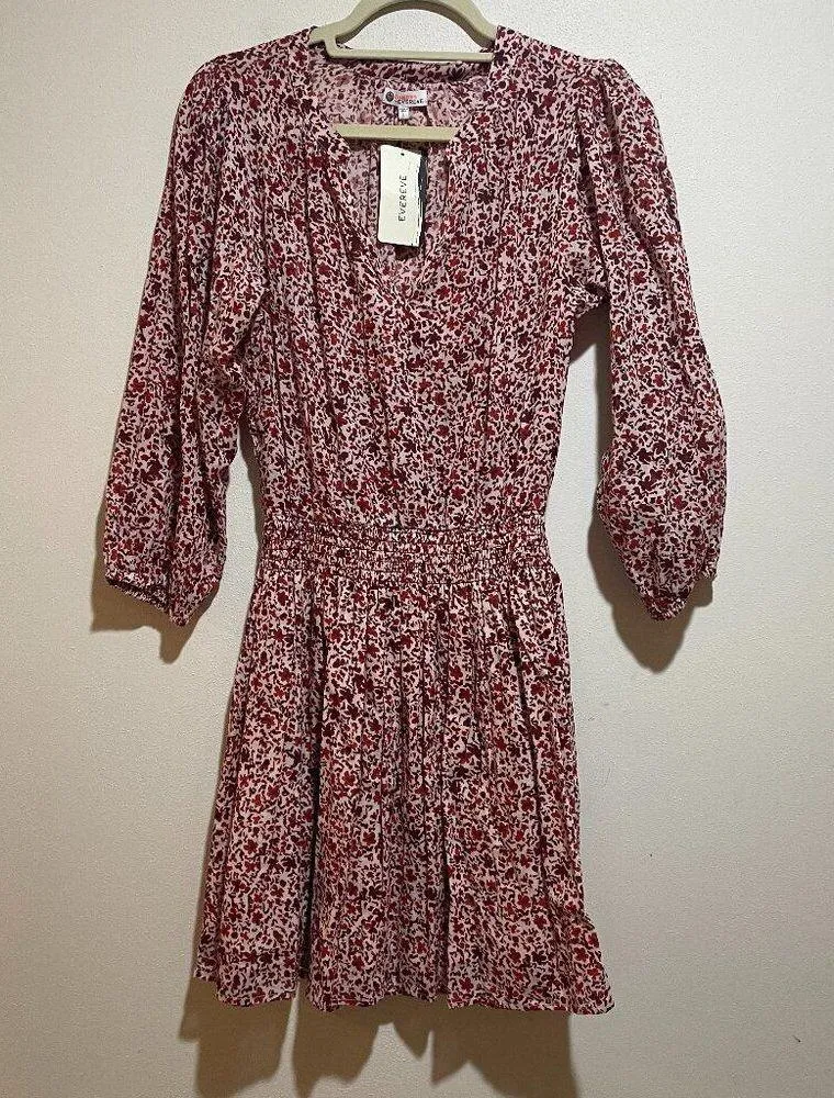 NEW Sundry Sz 2=US S Small Evereve Ditsy Smocked Dress Floral Blouson Mini Dress - Image 3