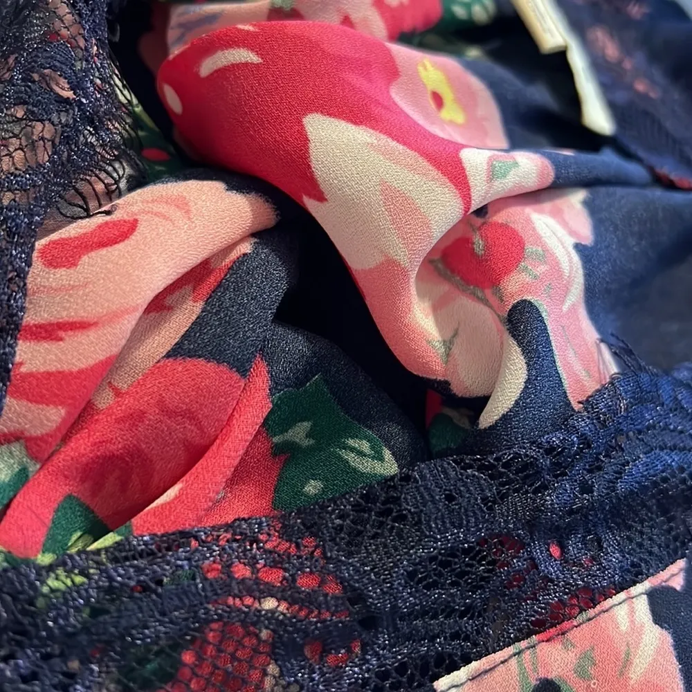 UMGEE large womens dress cover up blue v neck floral print sheer sleeveless - Image 8