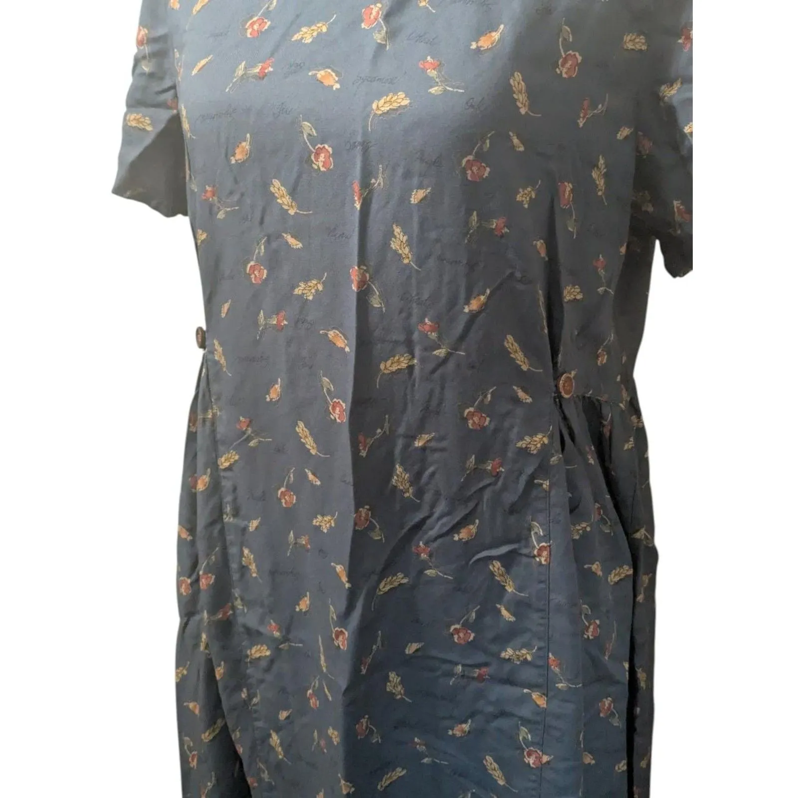 Vintage EDDIE BAUER Petite M Floral Rayon Maxi Dress Cottagecore Boho Blue - Image 2