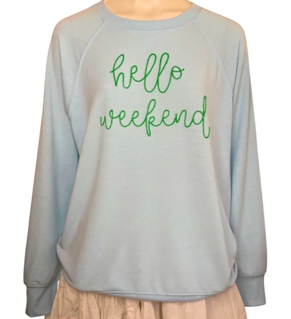 Hello Weekend Cozy Graphic Top by Workshop Republic Clothing Size XL NWT - Image 1