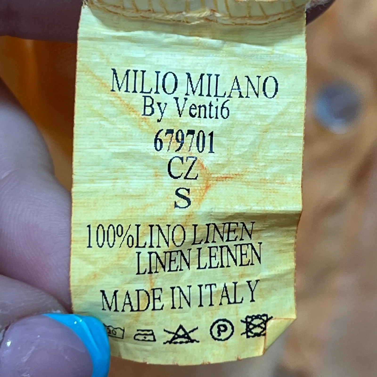 Milio Milano Womens Tunic Top Small Linen Italy Orange Gauzy Tab Henley Boho - Image 10