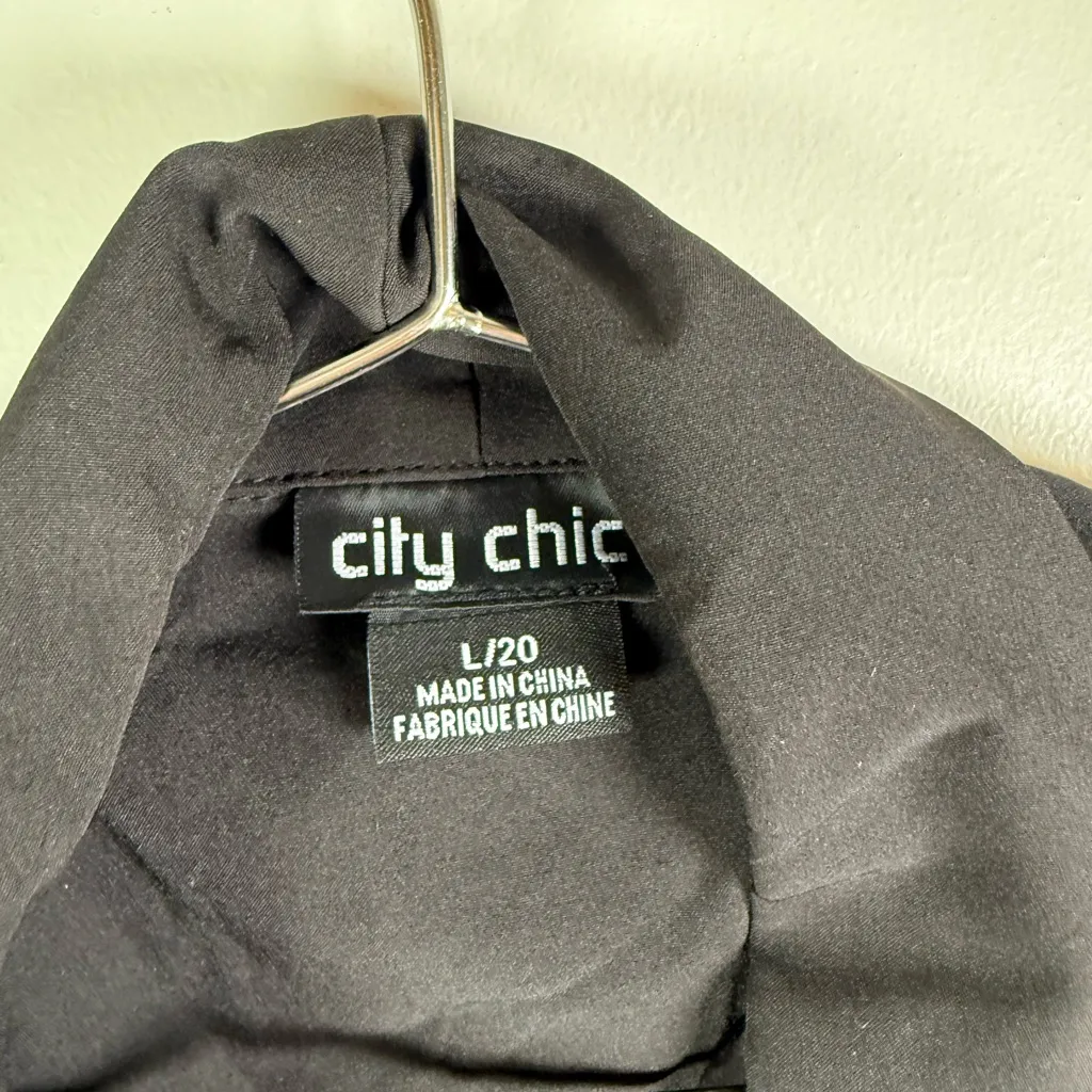 City Chic  Black Sheer Open Front Blazer Jacket - Image 7