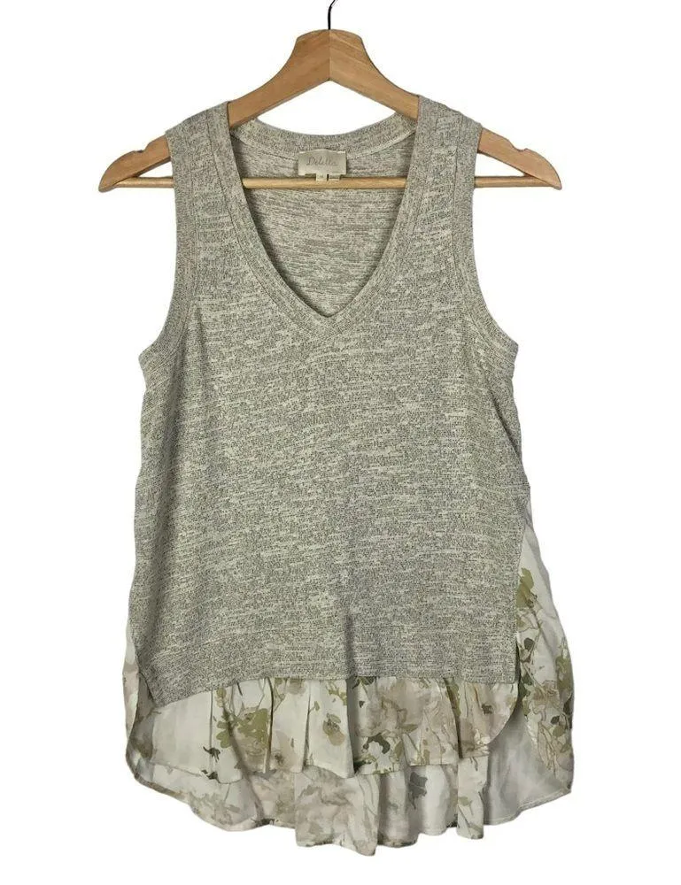 Anthropologie Deletta Dava Gray Floral Layered Tank Top XS - Image 2