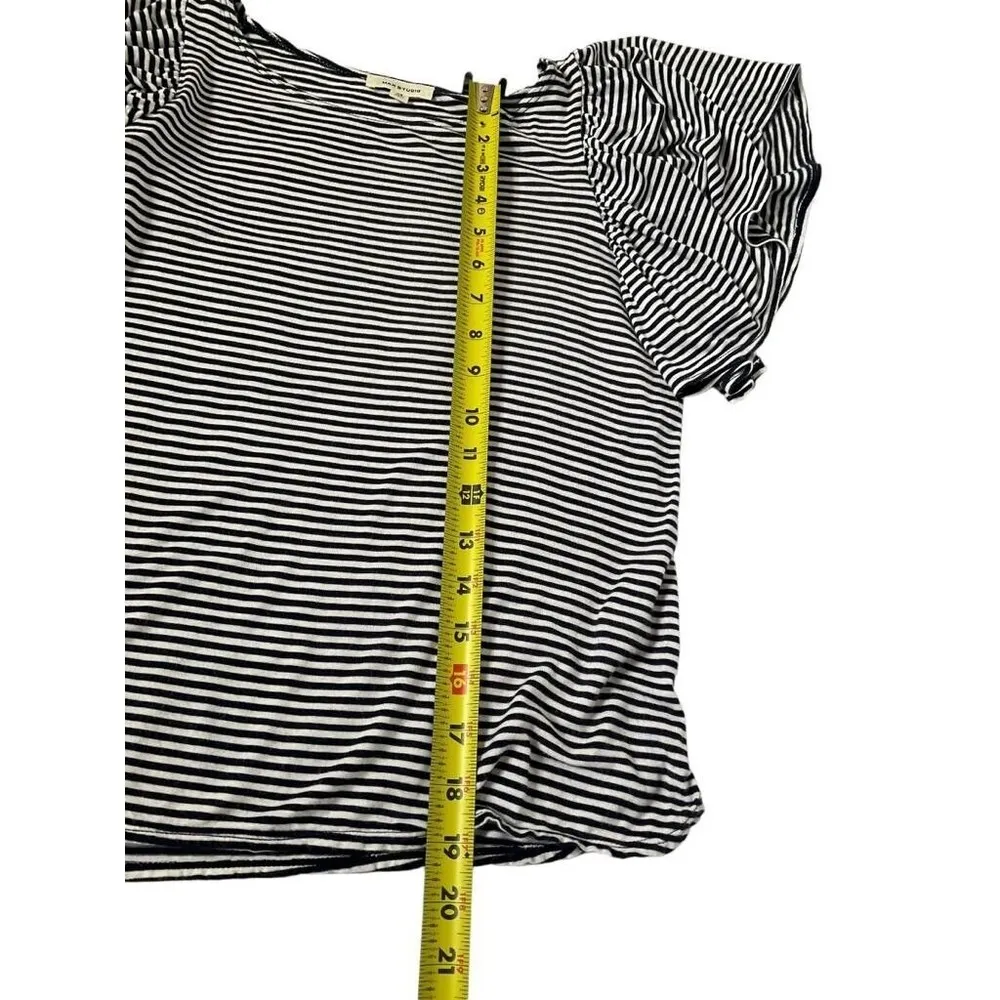 Max Studio Women Size XS Striped Blouse Shirt Flutter Sleeve 19-814 - Image 5