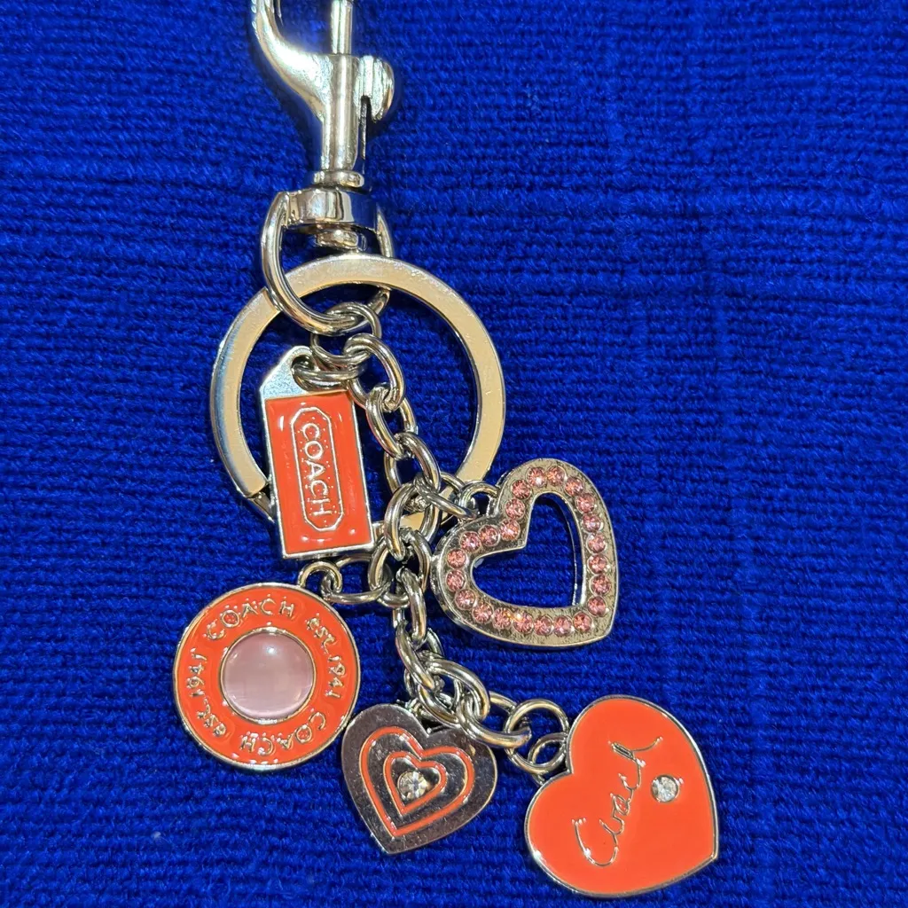 Orange and Gold Heart Charm Keychain - Image 5