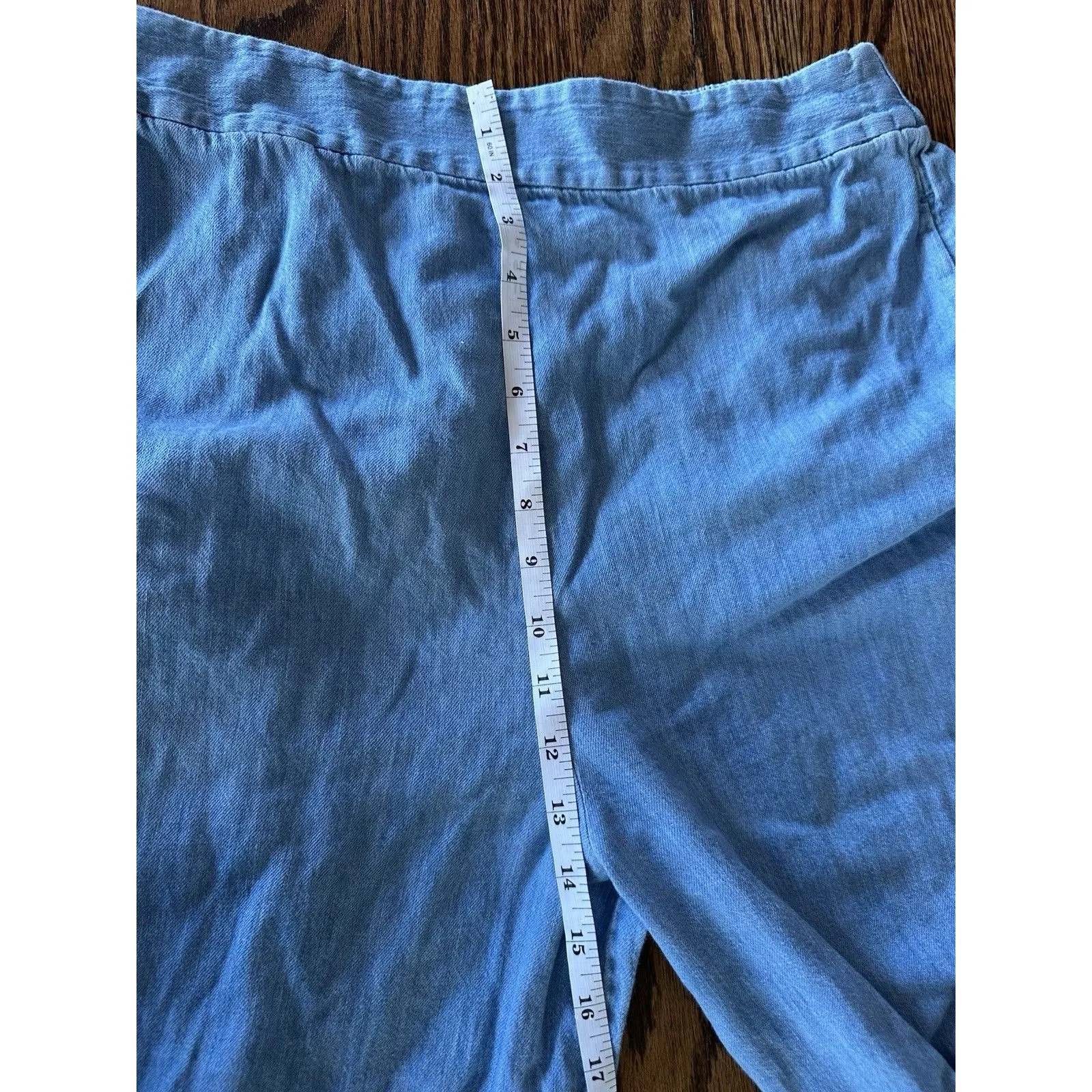 Madewell Chambray Huston Pull-on Crop Cotton Linen Blend Pants Wide Leg Large - Image 8