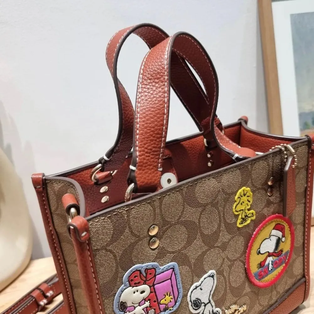 Coach X Peanuts Dempsey Tote 22 In Signature Canvas With Patches CE851 - Image 7