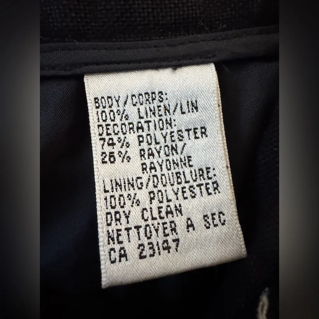 Vintage Talbots Irish Linen Black With Floral Embroidered Jorts Lined Bloomers - Image 5