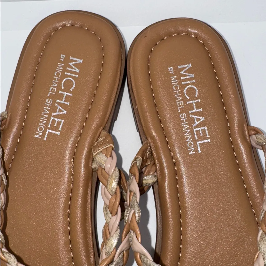 Michael Shannon Strappy Braided Sandals Women’s Size 9 Tan - Image 5