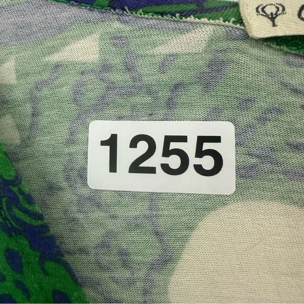 Cotton Colors Extra Short Sleeve V Neck Floral Midi Dress Womens Small Green - Image 8