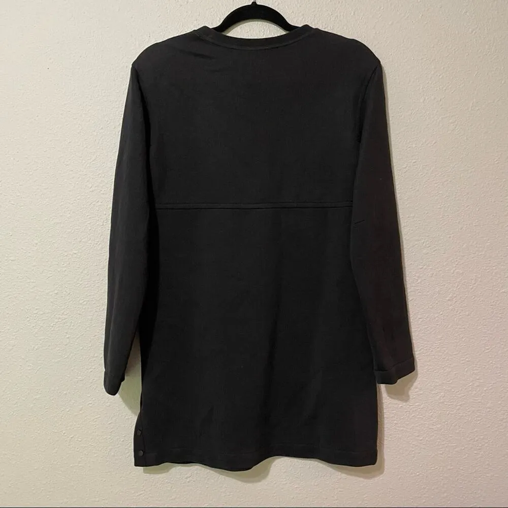 Proenza Schouler Black Long Sleeve Tunic Sweater Womens 4 Snap Details Casual - Image 10