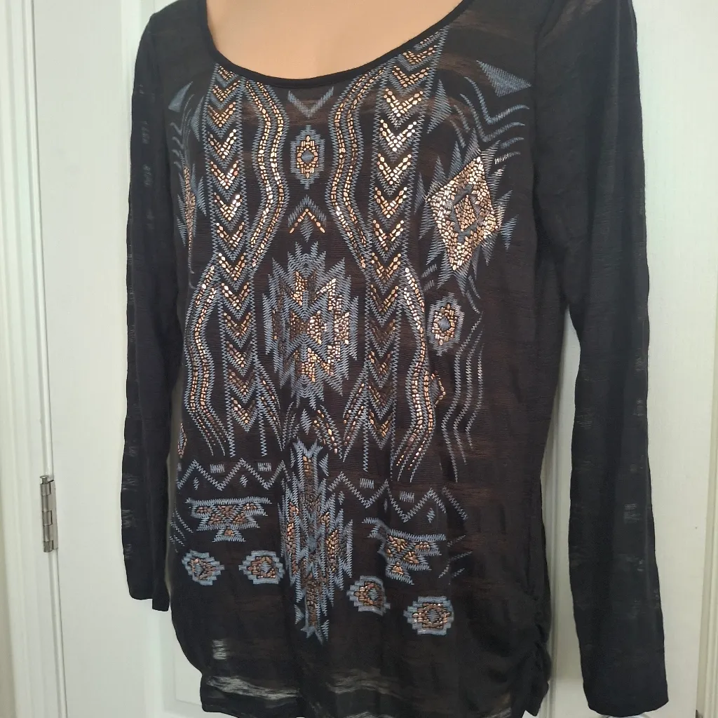 Maurices Sz 2 Black and Gray Patterned Women's Top - Image 3