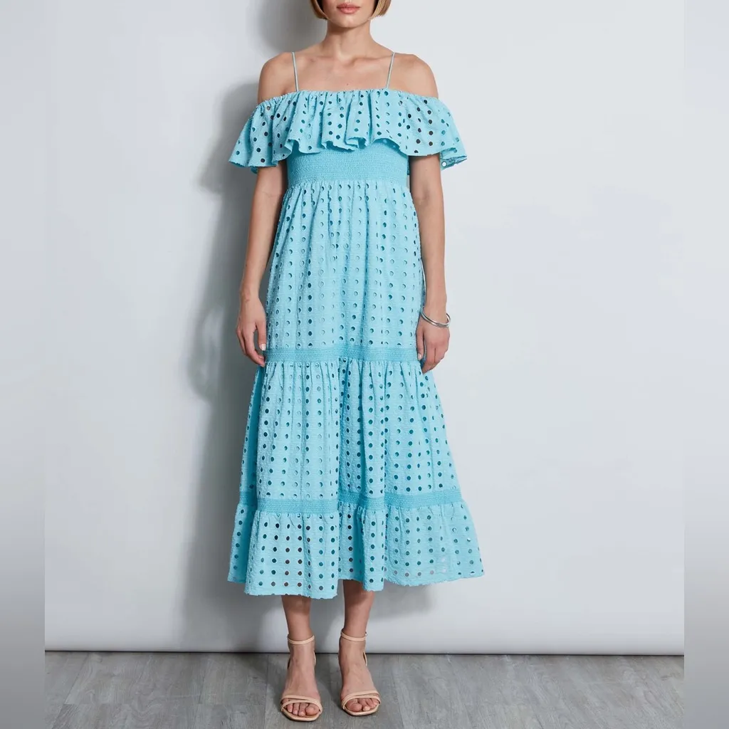 T-Tahari Eyelet Maxi Dress in Blue Haze, Size XS, NEW - Image 5