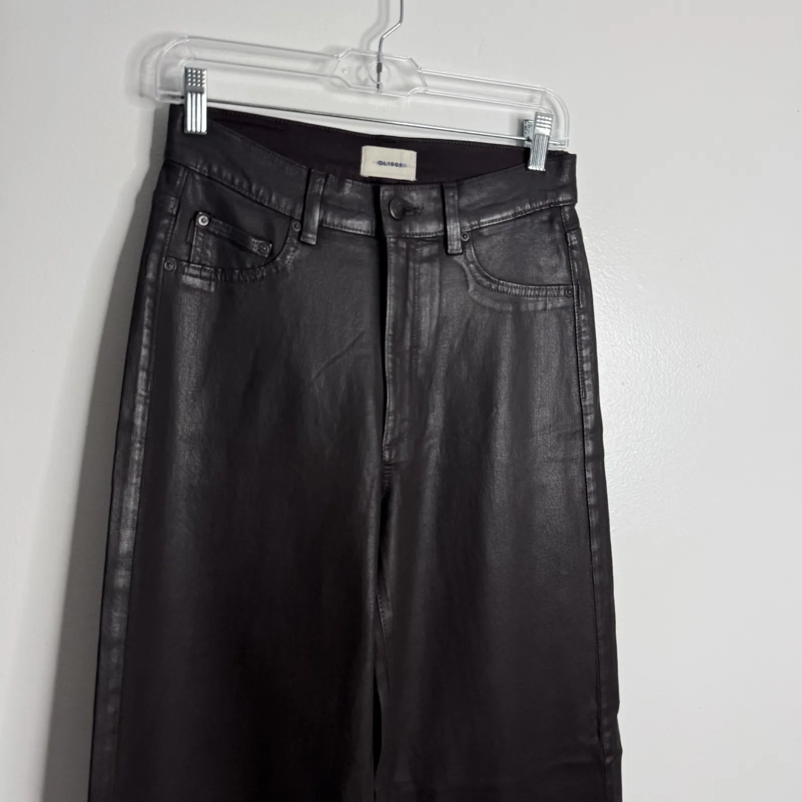 NWOT‎ DL1961 Hepburn High Rise Wide Leg Coated In Mulberry Size 25 - Image 4