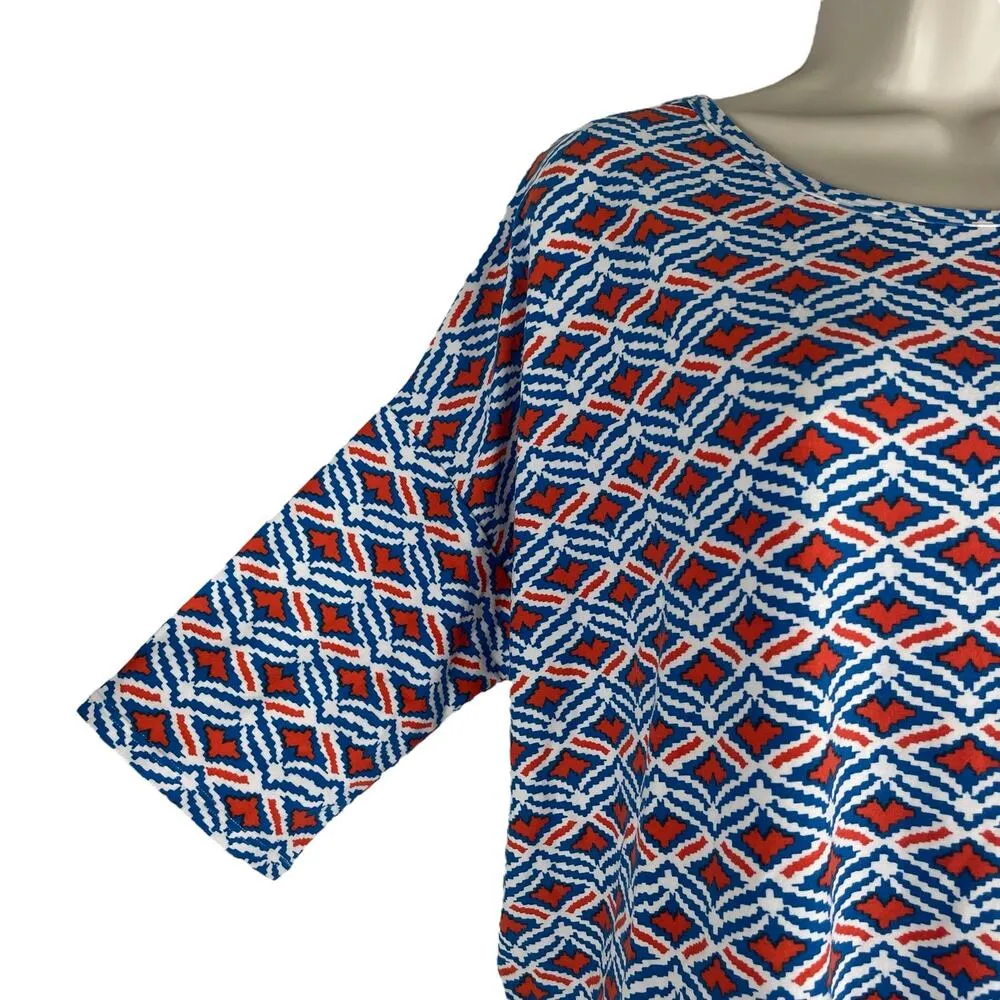 Lularoe Irma Short Sleeve Printed Oversized Tunic Top Blue Size M - Image 2