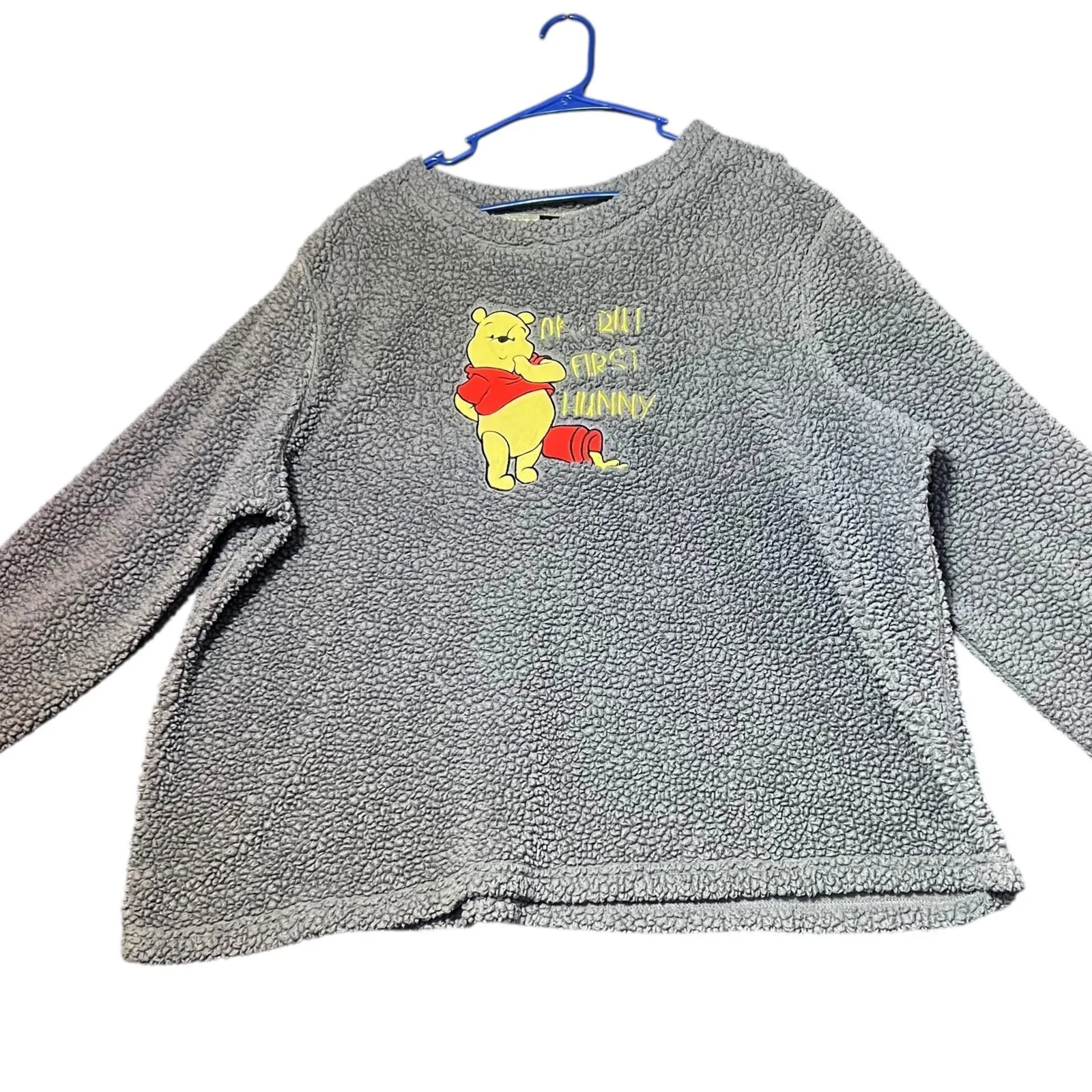 Disney Winnie the Pooh "Ok But First Hunny" Sherpa Sweatshirt Womens 3X Cozy - Image 2