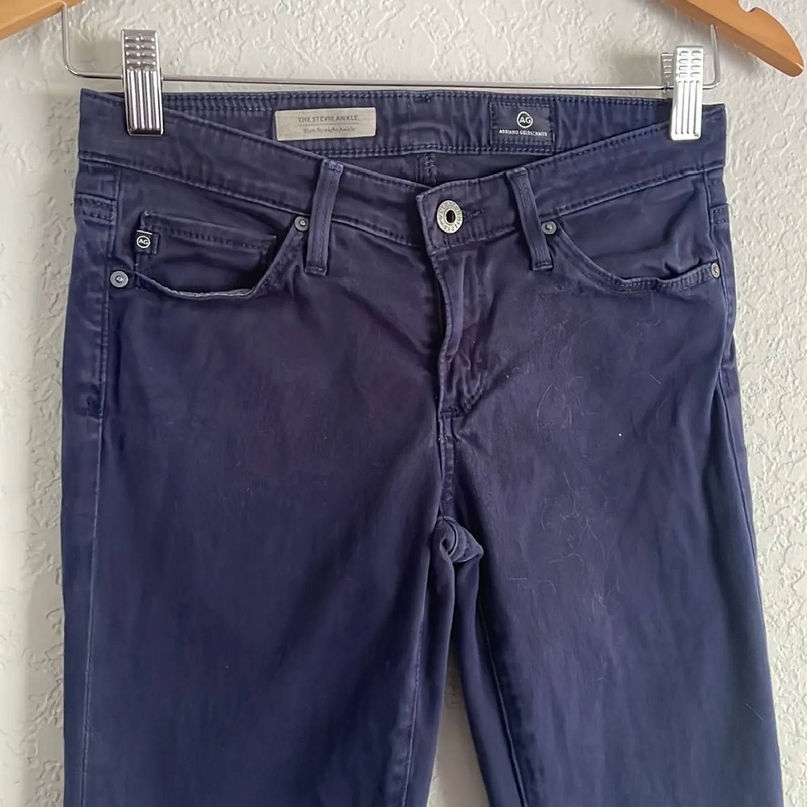 AG Adriano Goldschmied Stevie Ankle Blue Pants Slim Straight 24R Y2K - Image 2