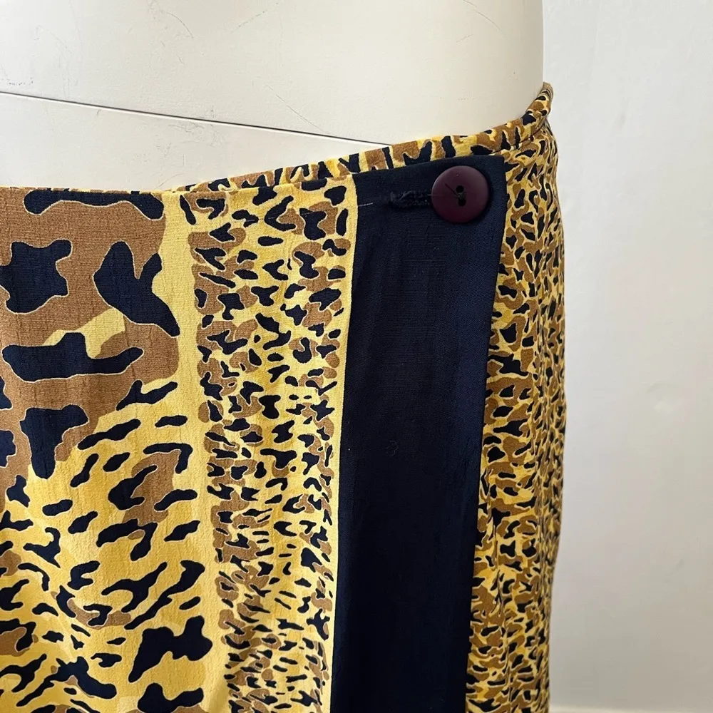 Ilyse hart 90s handkerchief navy gold beach sarong wrap maxi style skirt 8 Blue - Image 8