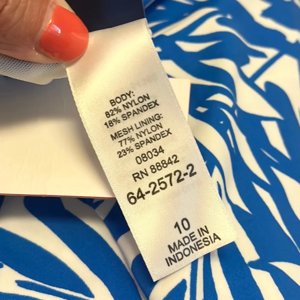 Swimsuits for All Tankini Top Swimsuit Swim Blue Floral 10 New - Image 5