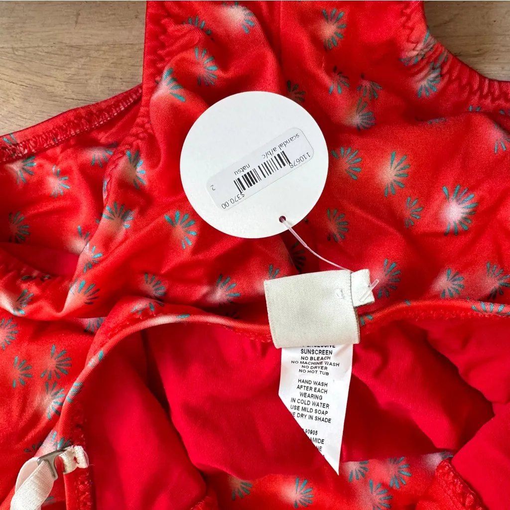 Malia Mills maillot one piece red floral white interchangeable straps NEW Size 2 - Image 7